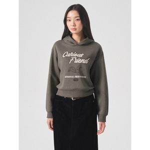 [에잇세컨즈] 기모 크롭 후드 스웨트셔츠 - 카키 (324X41LY3H)