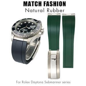 롤서브마리너 요트 마스터용 고무 실리콘 시계 밴드, 롤렉스 오이스터플렉스 데이토나 오메가 스트랩, 20mm