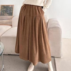 여자 톤다운 가을컬러 맞주름 골덴 치마바지