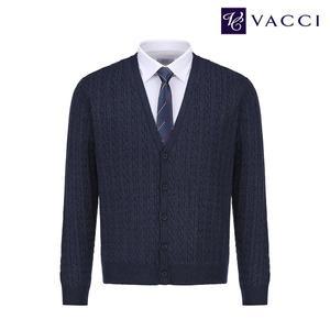 [바찌] 케이블 단추 가디건 오픈형 기본 꽈배기 니트 아우터 스웨터 네이비 VK1N3TR130N0