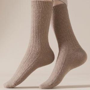 (7켤레x1세트) 겨울 꽈배기 니트 장목 양말 고탄력 밴딩 방한 보온 데일리 기모 중목