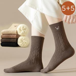 [5켤레] 키리티 곰돌이 겨울 두툼한 골지 장목양말 세트