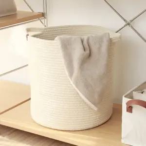 장난감바구니 코튼 라운드 바구니 패브릭 인형 수납 바스켓