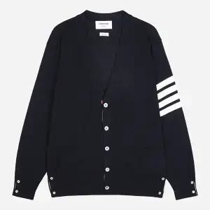 톰브라운/5S MKC002A Y1014 415 사선 메리노 울 가디건 네이비