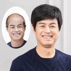 전체가발 남자가발 인모 인모가발 중년 통기성 블랙 남성 가발 남성통가발