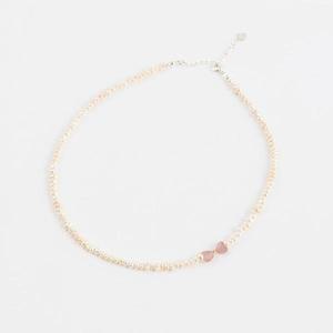 [기타]핑크하트 금볼 길이조절 진주목걸이 스털링실버