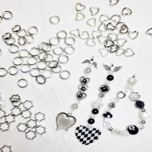 [리꾸리꾸] 키링부자재 키링만들기 악세사리 부자재 실버 라인 하트 꽃 원형