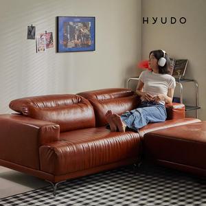 [11월 5% 최종판매가 388,550] 휴도 동백 2030 모듈형 헤드틸팅 가죽 소파 3인용 카멜 블랙 쇼파