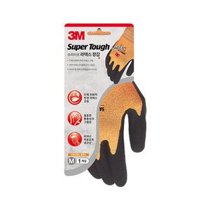 3M 슈퍼터프 라텍스 장갑M 오렌지 뛰어난 내구성 통풍성 다목적 코팅 정비 캠핑 원예 레저 등산 장갑