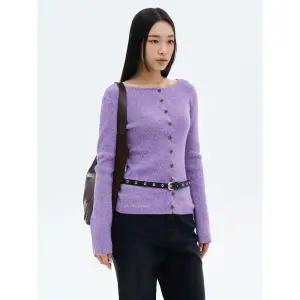 [에잇세컨즈] 버튼 포인트 카디건  라이트 퍼플 (16525AAQ2S)