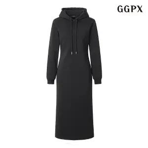 [GGPX]후드넥 기모 H라인 롱 원피스 (GODOW022D)