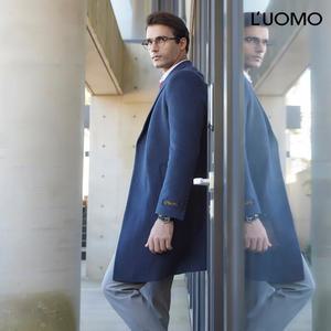 [워모] 워모 남성 울 캐시미어 블렌딩 패디드 체스터코트 네이비