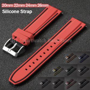 남녀공용 실리콘 시계 스트랩, 퀵릴리즈 팔찌, 범용 교체 손목 밴드 고무 시계 밴드, 20mm, 22mm, 24mm, 26mm