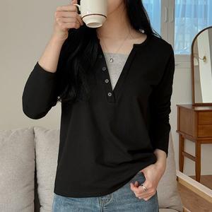 [공구우먼] [제작] 비터잇 레이어드 브이넥 티셔츠 81075 빅사이즈여성의류