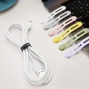 실리콘 케이블 타이 충전기 컴퓨터 전선정리 책상 전기 선 정리 용품 재사용 고정 홀더