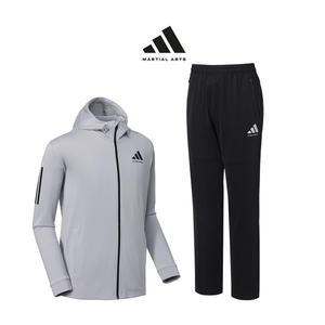 아디다스 컴뱃스포츠 마샬아츠 니트 후드 트레이닝 세트 TR140II HS GR(그레이) 남녀 슬림핏