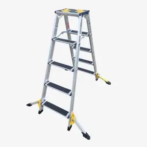 5단 미니 아웃트리거 HSN-L2039 미끄럼방지 포함 광폭형 안전 사다리 경량 이동식 사다리