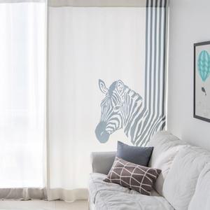북유럽 암막커튼 얼룩말친구 75x230cm 나비주름 1장 사계절커튼 이쁜커튼 국산커튼 아이방커튼