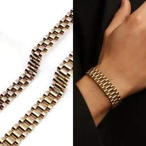 [스마트보이]B0596w 써지컬스틸 18K 골드 도금 메탈 시계줄 체인 팔찌 다양한 사이즈