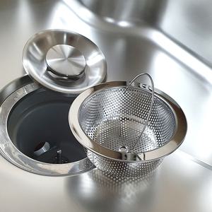 싱크대 배수구 음식물탈수기 전용 타공핏 스텐거름망+스텐덮개 세트