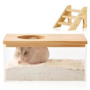 햄스터 햄스터 욕실 하우스 샌드박스 투명 소변 모래 분지 사다리 장난감 레밍 용품 모래 목욕 용기 작은