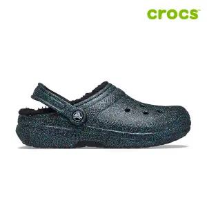 [하프클럽/크록스]클래식 글리터 라인드 클로그 공용 털샌들 205842-9BD