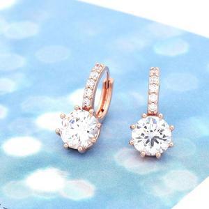 [QN2T8666_56]빅 큐빅 원터치 단발귀걸이 링 귀걸이 14K