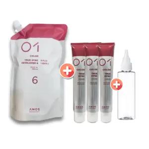 아모스 칼라제닉 트루싱크 커버 7.04 쿠퍼브라운 염색약3개+ 디벨로퍼(산화/탈색)+80ml용기 자연스러운염색