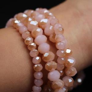 유리 크리스탈 비즈, 핑크 브라운 컬러 론델, 느슨한 면 패션 쥬얼리 팔찌 목걸이 DIY, 6mm