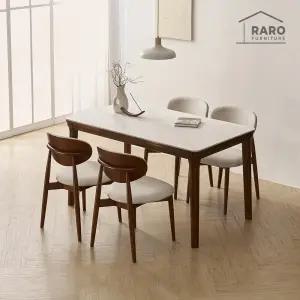 [/착불배송] 보나 1400 포세린 통 세라믹 4인 식탁 세트 월넛 (식탁+의자4)