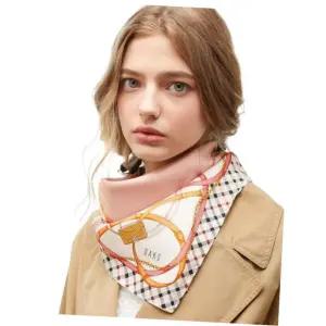 닥스 DAKS [선물포장][실크100]핑크 체인프린트 실크 사각스카프 DCSC2F142P2 425258