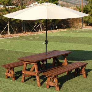 [100 통원목] 엉클트리 방부 방수 야외 테이블 원목 가구 세트 [강력 볼트너트 체결]