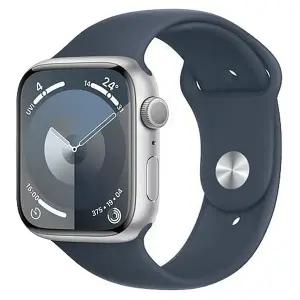 Apple 애플워치9 GPS 45mm (국내 정품) 실버 알루미늄/스톰블루 스포츠밴드 (MR9D3KH/A) M/L _제이테크