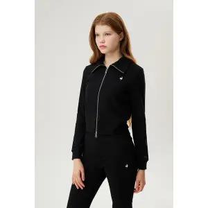 [르꼬끄](센텀시티점)(50% OFF) 컴피니트 하이넥 집업 (QP322OFT91_BLK)