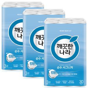 깨끗한나라 순수 시그니처 3겹 28m 30롤 3팩