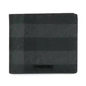 디몬트 버버리 남성 타탄 체크 레더 빌포드 반지갑(차콜) 8070273