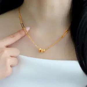 대한민국금거래소 쓰리큐브 클립 포인트 24K 순금 목걸이 11.25g + 18K 연결장식 여자 데일리 선물 사각 스