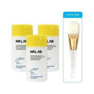 엔알랩 선크림 무기자차 NR 포토에이징 대용량 80ml 3개+브러쉬