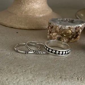 엔틱 패턴 레이어드링 925실버 유화 도트반지 에스닉 은반지