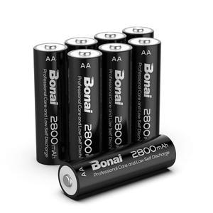 BONAI AA 충전식 배터리 2800mAh 1.2V Ni-MH 저자기 방전(8팩)