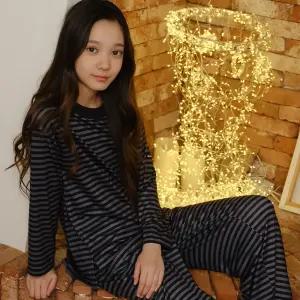 마밤 MSMV 피치기모 아동 주니어 잠옷 초등학생 파자마 내의 실내복 세트 컴피ST차콜
