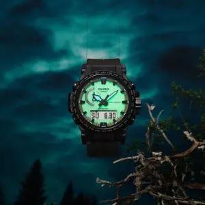 [카시오] 프로트렉 야광시계판 나침반 고도계 태양광충전 트렉킹 등산 전자손목시계 made japan