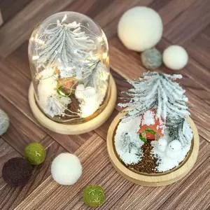 [문구티쳐] 토단 눈 덮인 숲속 오두막 아크릴돔 만들기 1인세트 DIY 겨울 무드등 LED와이어전구 크리스마스선물 취미키트