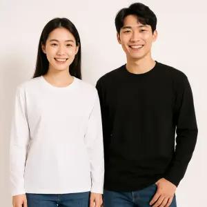 에코힐 국내생산 긴팔티셔츠 순면 100% 30수 티셔츠 여자 남자 라운드 긴팔 교복 레이어드 면티