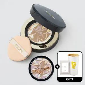 (40%+7%묶음할인/커피쿠폰+클렌징티슈)에이지투웨니스 시그니처 에센스커버팩트 마스터 더블커버 본품+리필