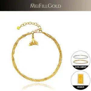 24K 골드 고래꼬리 두줄 팔찌 + 24K 골드바 + 4ct 테니스팔찌 2개