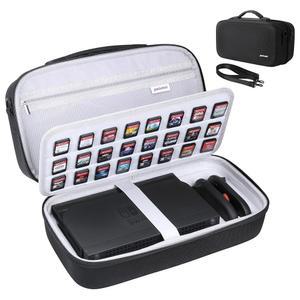 닌텐도 스위치 2용 팩미니 여행용 케이스 - 하드 쉘 2 도크 케이스, 콘솔, 도크, 조이콘 2, 프로 컨트롤러, 24개의 게임 및 액세서리, 가벼운 올인원 보호 여행 가방