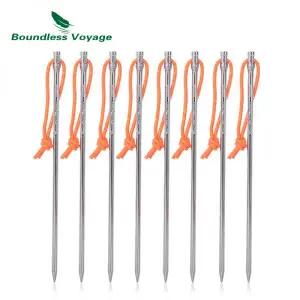 티타늄팩 텐트 타프 Boundless Voyage 캠핑 페그 티타늄 못 초경량 말뚝 핀 로프 20cm 68개