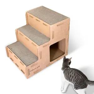 고양이 계단 스크래처 하우스 일체형 관절보호 고령묘