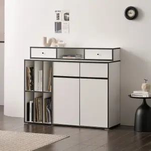 보루네오 마르체 바움 1200 와이드 LP보관 2칸 서랍수납장 간이서랍장 세트 BOW554C (착불)